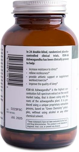 Miniatura 4 de Flora Ashwagandha con Ashwagandha KSM-66, suplemento de hierbas  Apoyo al estrés y el estado de ánimo, enfoque, sueño saludable y apoyo energético,