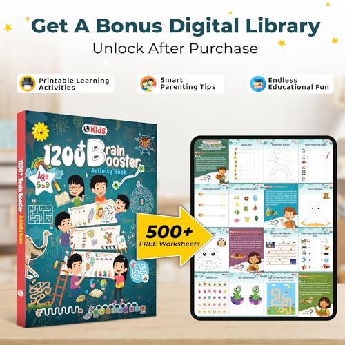 Image of 1200+ Brain Booster Activity Book for Kids Ages 5-9 | Theme Based Activity Book with 500+ Free Printable Worksheets & Parenting Tips | Puzzles, Mazes, Brain Teasers, Word Searches and Mind Games