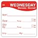 DayMark Day of the Week 2" x 2" Dissolvable Label, Wednesday, Item/Date/Use By, Red (Roll of 250)