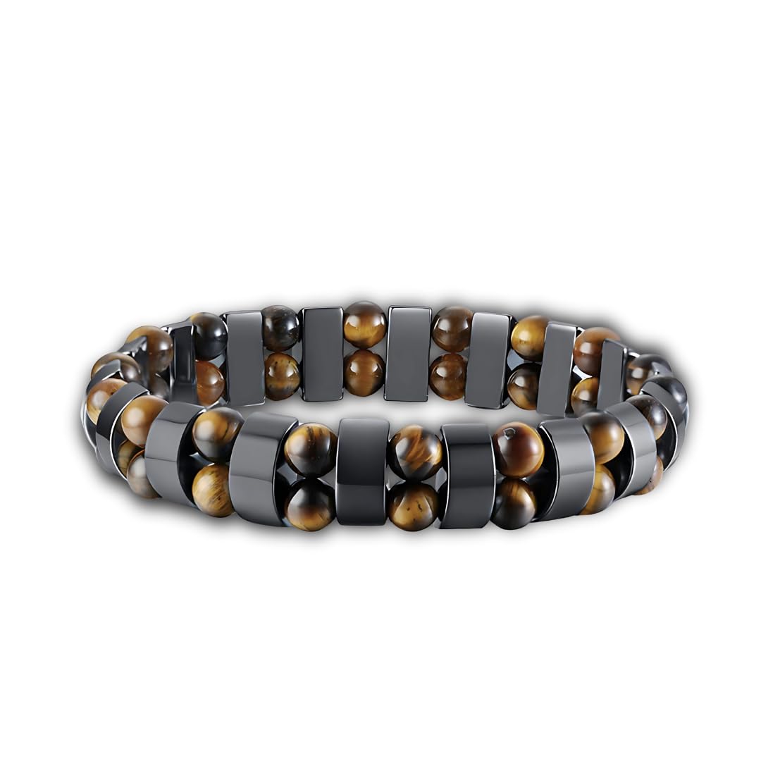 Bracciale Uoo Acquaarina e Pietra Lavica regolabile, pietre naturali, Fatto a ano