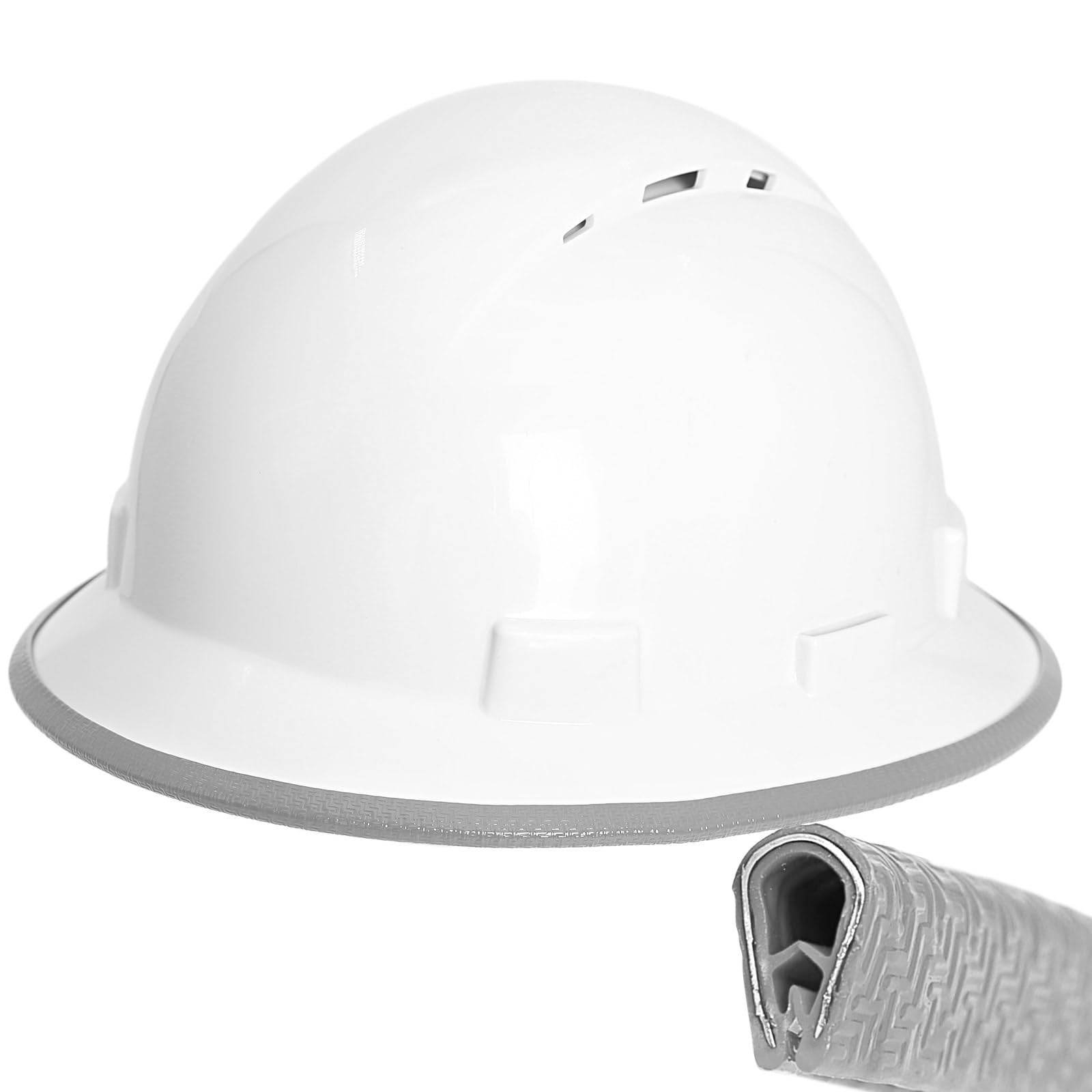 Aolamegs Hard Hat Brim Guard with Steel Core-Universal Full Brim Hard Hat Accessories,Clip on Impact-Resistant Edge Protector for Carbon Fiber &