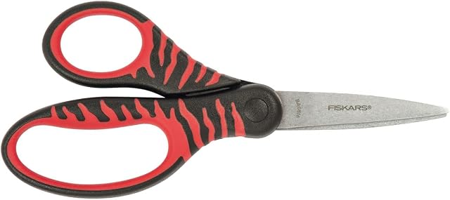 Fiskars Children's Scissors, From 8 Years, Length 15 cm, for Right- And Left-Handers, Stainless Steel Blade/Plastic Handles, Black/Red, 1027423