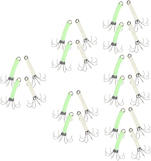 NOLITOY 24 Peças Anzol De Lula Isca De Pesca Artificial Isca De Pesca De Lula Iscas Duras Isca De Afundamento Iscas De Pesca De Água Doce Anzol De Pesca Noturno Brilhante Truta De Aço
