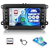 2G+64G CAMECHO Android 13 Carplay Autoradio per VW Golf 5 6 Polo Skoda Tiguan Touran Passat Jetta, Navi Wireless Android Auto, Schermo da 7 Pollici Stereo 2 DIN con Bluetooth Mirror Link FM/RDS WiFi