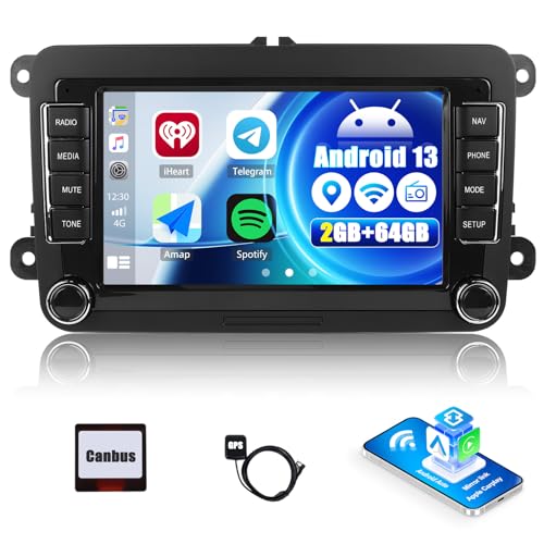 2G+64G CAMECHO Android 13 Autoradio für VW Golf 5 Polo Skoda mit Navi Carplay Android Auto,7 Zoll...