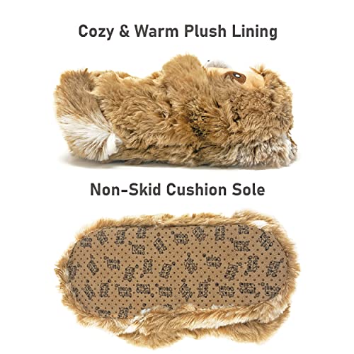 Image of ooohyeah Funny Animal Hug Plush Slippers for Women, Novelty Cute Cozy Warm Slippers with Non-Slip Grips