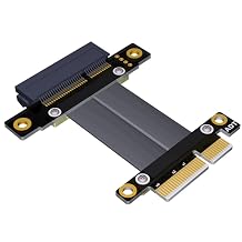 PCIE 4.0/3.0 X1 Riser Cable Dual 90 Degree Right Angle PCIe 3.0 x4 to x4 Extension Cable PCI Express 4X Riser Card Ribbon Extender R22SF, 10cm