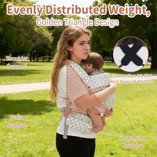 Baby Carrier Newborn to Toddler - Ergonomic Breathable Soft Structured Carrier with Breathable Mesh Lightweight Baby Holder with Lumbar Support Hands-Free Babywearing for Plus Size Parents White - Thumbnail 5
