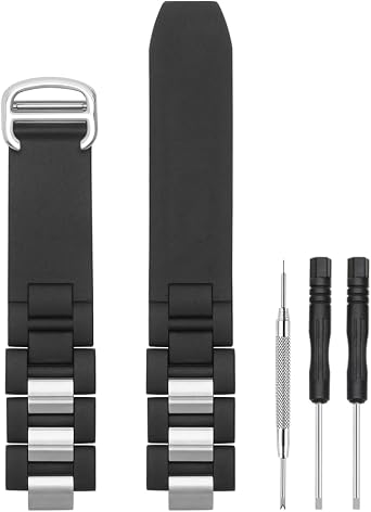 Compatible with Cartier Watch 20mm Band, Silicone Rubber Stainless Steel Replacement Strap for Cartier Watch Must 21 Chronoscaph Autoscaph, Black
