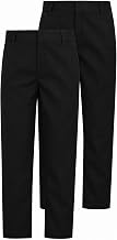 2 Pack Boys School Trousers Regular Fit Adjustable Waist Teflon-Free 3-18 | 2 Pack School Trousers; Adjustable Waist; Teflon-Free; Regular Fit; Easy Care; Black Charcoal Grey Navy; Ages 3-18