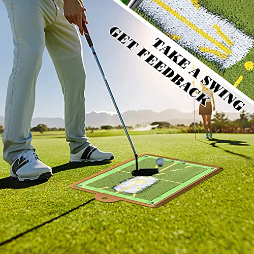 Golf Training Mat For Swing Detection Hitting Golf Swing Trainer Practice Pad That Shows Swing Path Putting Impact Matt Indoor Outdoor Swing Aid (Training Mat With Base) #TOP3