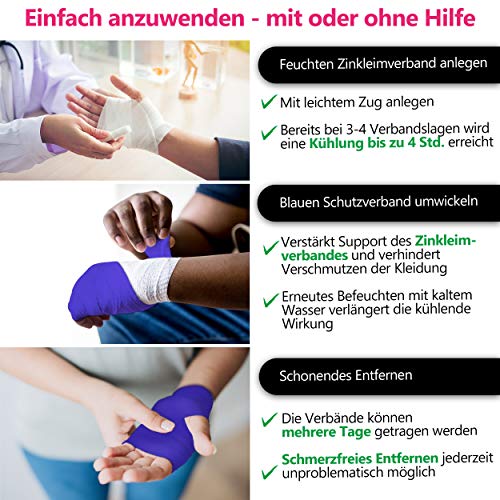 AKTIMED HAUT Zinkverband - Zinkleimverband kühlend - feucht pflegender Verband + pflanzlichem Extrakt Herzsame D6* - Zinkleimbinde Dermatest „sehr gut' Patentbasierter Kühlverband + Schutzverband