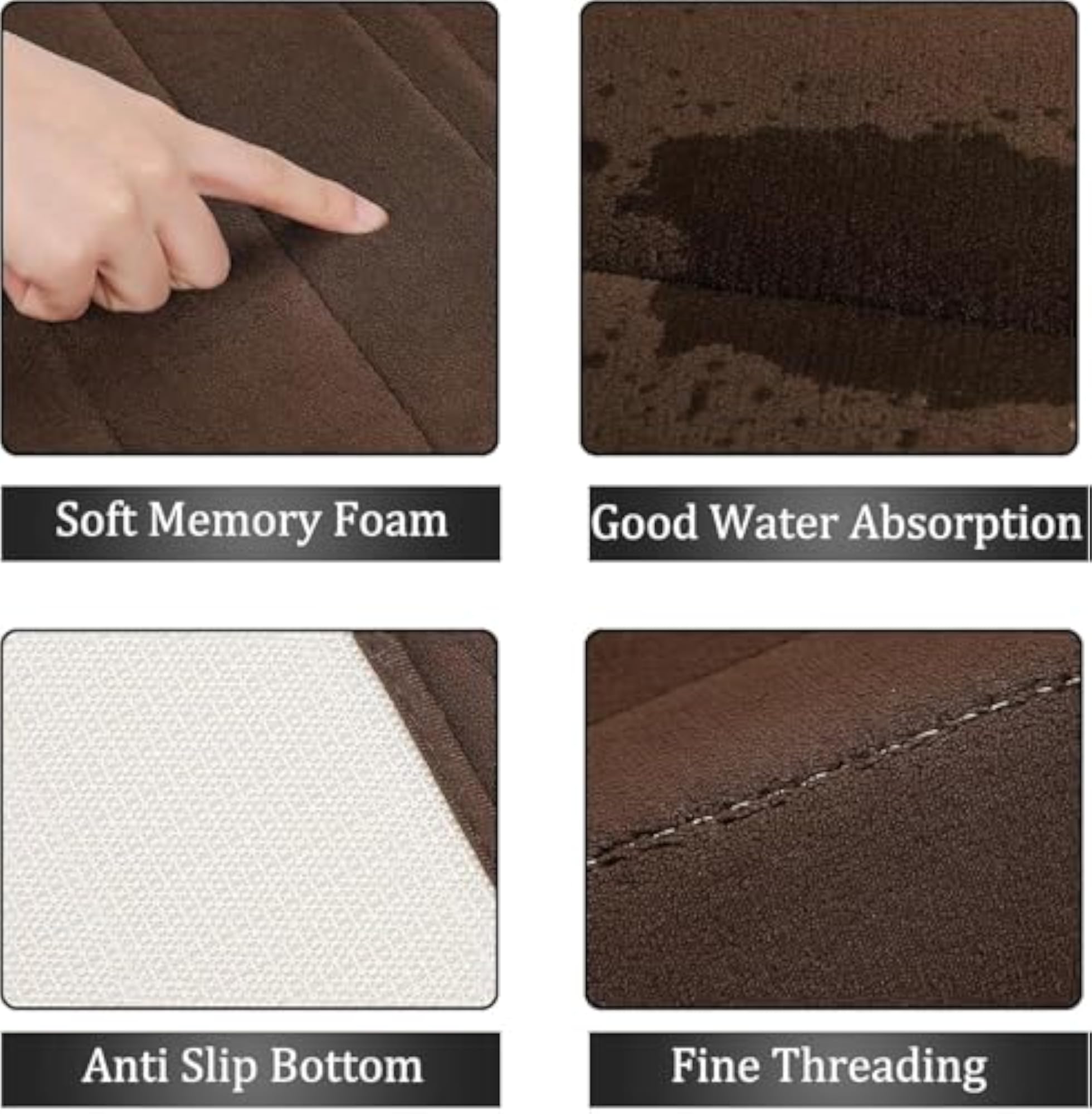 Buganga Foam Bathroom Rugs, Machine Washable & Quick Drying