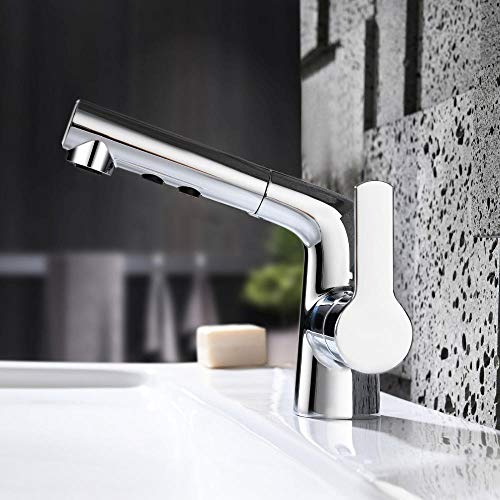 Robinet de lavabo avec pulvérisateur extractible double mode mitigeur douche noir - 7