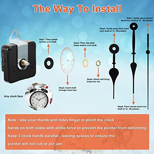 4 Pieces Quartz Diy Wall Clock Movement Mechanism Battery Operated Clock Motor Kit With 6 Sets Of Hands (0.5 Inch/ 13 Mm, Black, Red) #TOP1