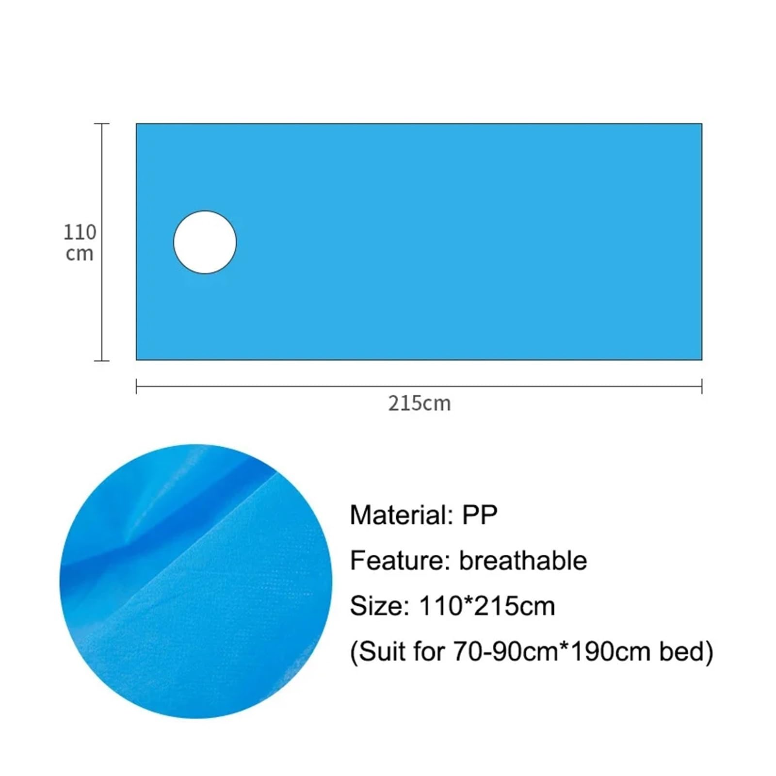 Sabanas Camilla Masaje Sábanas desechables con banda elástica, cubierta for mesa de masaje salón, transpirable, no tejido, for Spa, tatuaje, viaje, Hotel, antisuciedad(110x215cm Blue,10pcs)