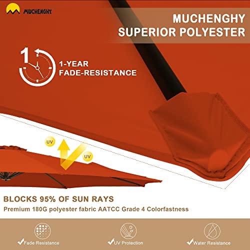 MUCHENGHY 10ft Patio Umbrellas Offset Outdoor Umbrella Cantilever Hanging Umbrellas with Crank & Cross Base 8 Sturdy Ribs for Yard, Garden & Deck (Orange) - Image 3