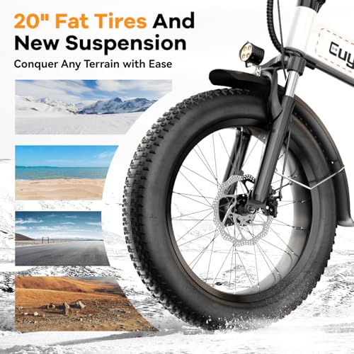 Image of 1000W Folding Electric Bike,48V 20AH Removable Battery E Bike,30+MPH,80 Miles Max Range Electric Bike for Adults,20 inch Fat Tire Foldable ebike,Adult Electric Bicycle for Commute Beach Snow