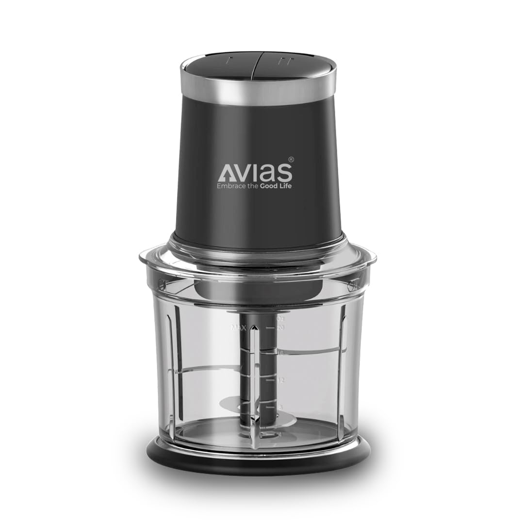 AVIAS Avismart Electric Vegetable Chopper for Kitchen with 2 Speed Modes, 300 Watts Copper Motor, 900 ml | 4 Stainless Steel Blades to Chop Vegetables, Nuts | 2 Years Warranty (Black)-image-8