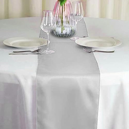 Hmqiang 6 Pack Silver Table Runners, Satin Table Runner 12X108 Inches Long, Silk And Smooth Fabric Table Runner For Wedding, Parties, Banquets, Events Decoration #TOP1