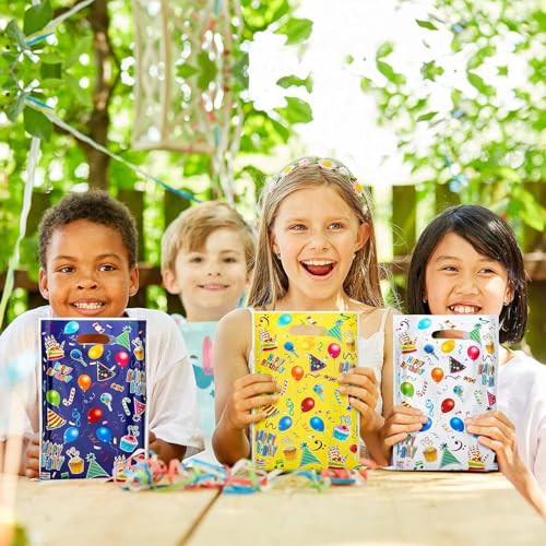 Image of VRB Dec 24pcs Foil Guddy bags, return gift bags for kids birthday, Happy Birthday Party Return Gift Bags For Boys and Girls, Colorful Gift Bag (24pcs Mix Bag)