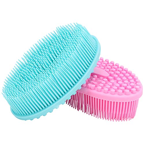 2 Pcs Silicone Shower Loofah Bath Exfoliating Body Scrubber Brush for Women and Men, Super Soft