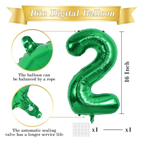 Image of TONIFUL Number Balloon 16 Inch 10 Pcs Green 0-9 Birthday Number Balloons