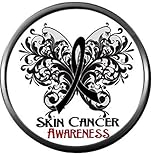 Melanoma Skin Cancer Survivor Black Art Butterfly Awareness Ribbon Support 18MM - 20MM Snap Jewelry Charm