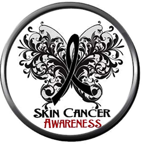 Melanoma Skin Cancer Survivor Black Art Butterfly Awareness Ribbon Support 18MM - 20MM Snap Jewelry Charm