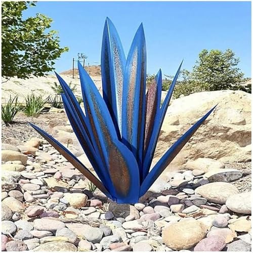 Tequila sculpture rustique en métal agave de 35cm pour déco extérieure