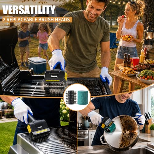 Zoeger Upgraded Electric Grill Brush High Torque 2 in 1 Kit Power BBQ Cleaning Cordless - image 3