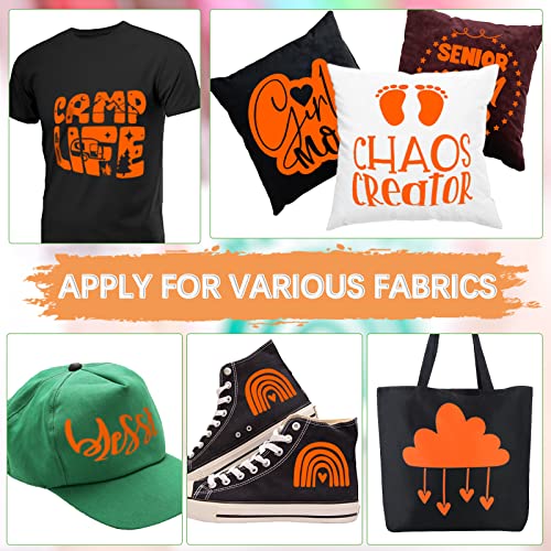 Wrapxpert Orange Iron On Vinyl,Easy To Cut Matte Heat Transfer Vinyl For Tshirt,Durable Htv Vinyl 12 Pack 12"X10" #TOP4