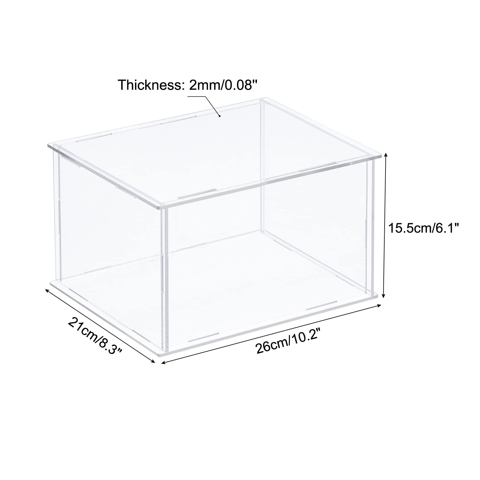 MECCANIXITY Acrylic Display Case Plastic Box Clear Assemble Dustproof Showcase 10.2x8.3x6.1 Inch for Collectibles Items