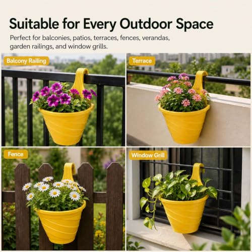Image of Amazon Brand - Umi Hanging Planter Pots for Railing Pack of 15