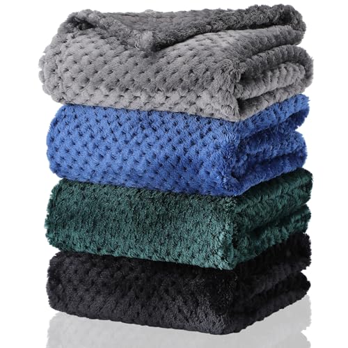 Image of Frienda 4 Pcs Baby Fuzzy Blanket Fluffy Baby Blanket for Boys Girls Soft Warm Baby Receiving Blankets Nursery Bed Blanket Toddler Infant Newborn Receiving Blanket, 32 x 24 Inch (Dark Color)