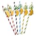 Cocktail Strohhalme,50 Stück 3D Papier Strohhalme,Ananas Strohhalmen für Tropical Drinks Strand Geburtstag Hochzeit Hawaii Party Deko