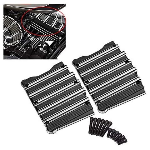 AQIMY Motorcycle Rocker Box Covers Black 10-Gauge Twin Cam Rockers Top Cover for Harley Twin Cam Model 1999-2017 Touring Dyna Softail Cover