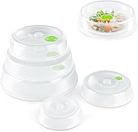 Flexzion 5-Pack BPA-Free Microwave Splatter Covers - Adjustable Steam Vent, Dishwasher Safe, Fits 4.5-9 Inch Plates & Bowls