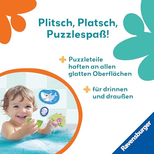 Ravensburger 12034120 Play+ Bade-Puzzle: Tiere, Outdoor- & Badespielzeug, Spielzeug ab 1 Jahre, inklusive praktischer Netztasche, Badewannenspielzeug