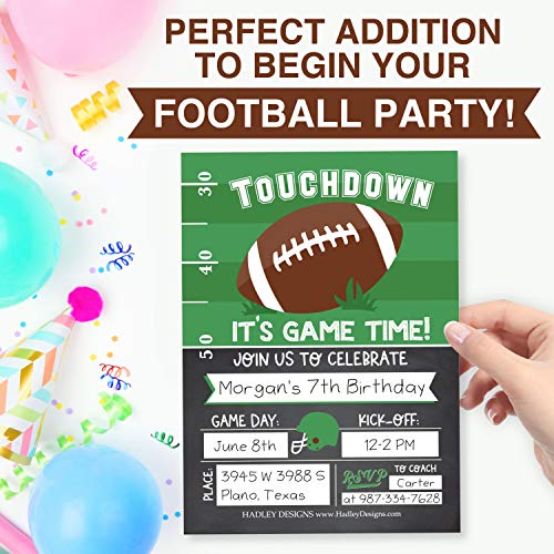 Image of Hadley Designs Kids Birthday Invitations For Boys Football Theme - 25 Football Birthday Party Invitations For Boys, Touchdown Invites For Boy, Cute Party Supplies, Made In USA