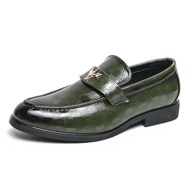 Men's Monk Strap Oxford Dress Shoes Mens Classic Pointed Toe Derby Shoes Fashion Breathable Wedding Oxford Shoes Leather Business Formal Shoes(Green,10)