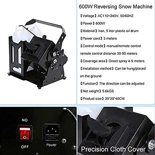 Máquina profesional de nieve, generador portátil de copos de nieve de 600 W para efectos escénicos en interiores y exteriores, ideal para Navidad, bodas y fiestas miniatura 3
