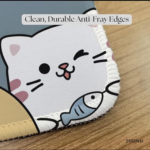 Image of Mouse Pad for Laptop & Desktop | 9x7 Inch Anti-Fray Stitched Edges | Non-Slip Rubber Base | Desk Setup Accessory for Students, Gamers & Professionals (Lovely Cats)