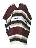 Del Mex Mexican Diamond Woven Eastwood Poncho (Maroon)