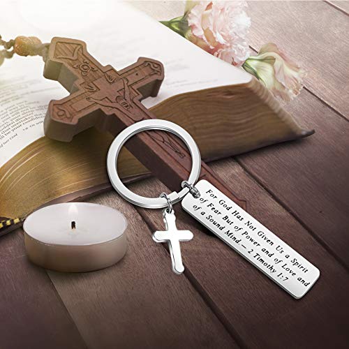 MAOFAED Religious Jewelry For God Has Not Given Us A Spirit of FearChristian Jewelry Bible Verse Keychain Bible Study Gift4