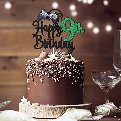 Video Game Happy 9Th Birthday Cake Topper - Video Game Boy's 9Th Birthday Party Cake Supplies - Game On Level Up Winner Party Decoration #TOP1