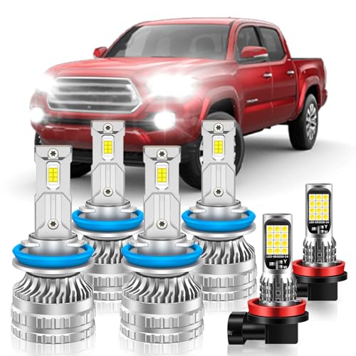 VESTNEXCL Fit for Toyota 2016-2023 Tacoma Hi/Lo Beam Fog Light Bulb Combo, 800% Brightness, Dual-sided 3570 Chips, 6000K White, 60000HRS Long Lifespan, Plug-and-Play, Pack of 6