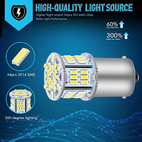 Qoope 1156 Led Bulb Reverse Light White Super Bright 1141 1003 7506 12V-24V 3014 54-Smd Led Replacement For Car Truck Tail Brake Light, Rv Camper Trailer Interior Light, Pack Of 2 #TOP2