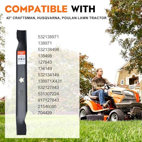 image for Hipa 138971 Mower Blades for Craftsman LT1000 LT2000 42 inch Riding Mo