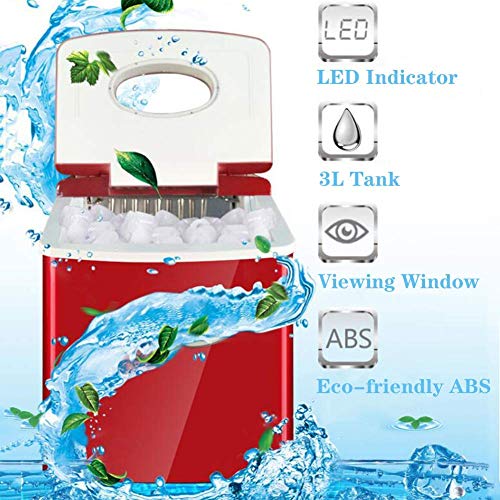 MHGD Eismaschine klein, elektrische Eiswürfelmaschine leise, 3 Eiswürfelgrößen 3 l Tank 18 kg 24-Stunden-Schaufelkorb – Bild 4